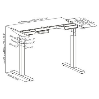 Tischgestell hhenverstellbar grau EDS08-G