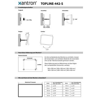 TV Wandhalterung ausziehbar schwenkbar 32-55, Xantron TOPLINE-442-S