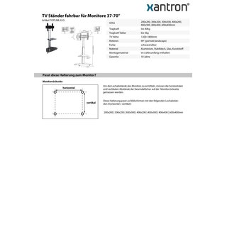 TV Stnder fahrbar fr Monitore 37-70, Xantron TOPLINE-01G