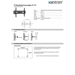 TV Wandhalterung neigbar 37-70, Xantron STRONGLINE-42N