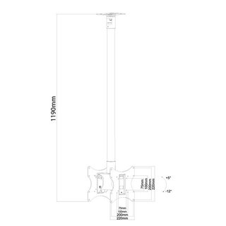 Deckenhalterung 119cm schwarz fr 2 Monitore 22-42, Xantron PRO-CMS-D200B