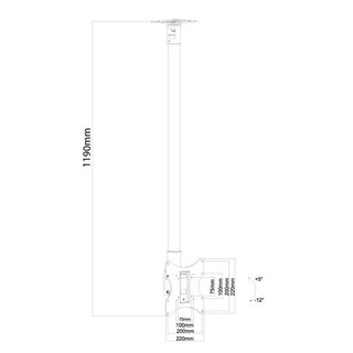 Deckenhalterung 119cm weiss fr Monitore 22-42 Set - PRO-CM-HS-W + PRO-CM-P900-W + PRO-CM-S200-W