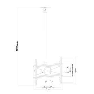 Deckenhalterung besteht aus PRO-CM-S600-W+PRO-CM-P900-W+PRO-CM-HS-W fr Monitore 37-80