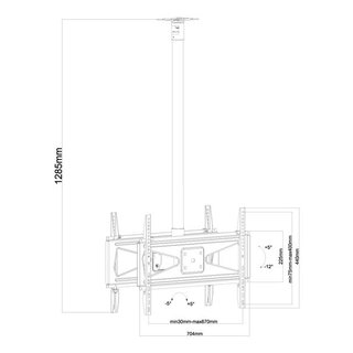 Deckenhalterung 128.5cm schwarz fr 2 Monitore 37 bis 80, Xantron PRO-CMS-D600B