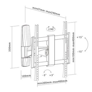 TV Wandhalterung ausziehbar schwenkbar 32-55, Xantron TOPLINE-441-S