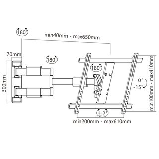 TV Wandhalterung ausziehbar ultraflach fr 32-60, Xantron SLIMLINE-A-466-B