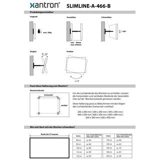 TV Wandhalterung ausziehbar ultraflach fr 32-60, Xantron SLIMLINE-A-466-B