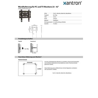 Wandhalterung fr PC und TV Monitore 23 - 42, Xantron STRONGLINE-41XS