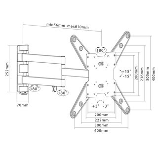 TV Wandhalterung ausziehbar schwenkbar 23-55, Xantron PRO-FM400