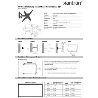 TV Wandhalterung ausziehbar schwenkbar 23-55, Xantron PRO-FM400