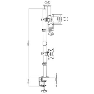 Tischhalterung fr 2 PC Monitore vertikal 13-32, Xantron ECO-V02