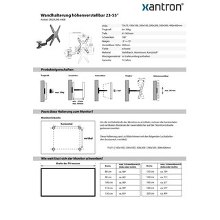 Wandhalterung hhenverstellbar 23-55, Xantron ERGOLINE-440B