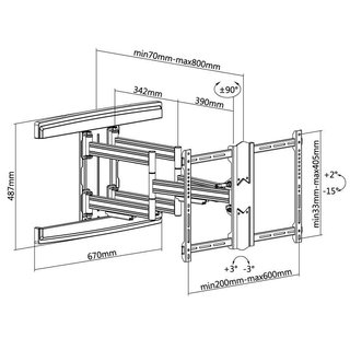 TV Wandhalterung 80cm ausziehbar schwenkbar 37-80, Xantron STRONGLINE-640-B