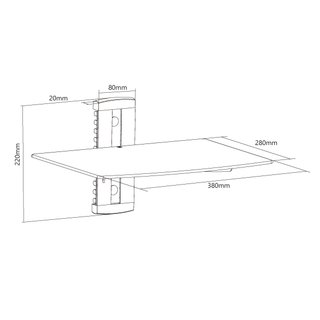 TV Wandregal fr Audio, DVD Player Schwarzglas, Xantron PREMIUM-211