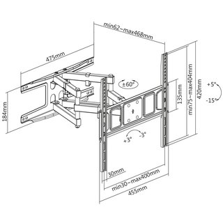 TV Wandhalterung ausziehbar schwenkbar 32-75, Xantron ECO-DFM400