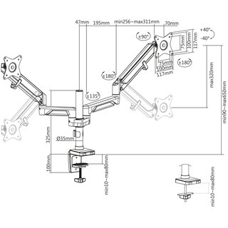 Dual PC Monitorarm hhenverstellbar bis 32