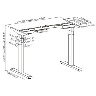 Tischgestell hhenverstellbar schwarz, EDS08-B