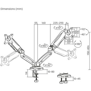 Dual Monitorhalterung hhenverstellbar 17-32