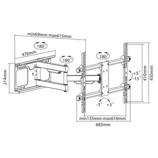 TV Wandhalterung ausziehbar schwenkbar 37-70, Xantron STRONGLINE-960XL
