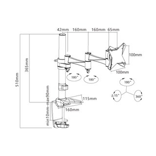 Monitor Tischhalterung ausziehbar, schwenkbar, Xantron PROLINE-E01